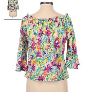2/20 Stella Parker Off The Shoulder Top. Lily Pink Floral Pattern NWOT Cotton